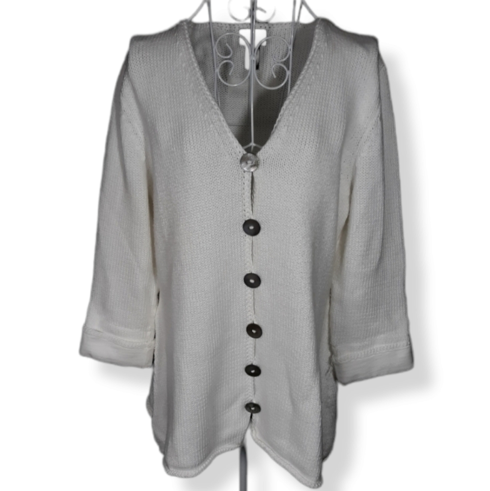 Pure Handknit 100% Cotton Cardigan SZ M/L